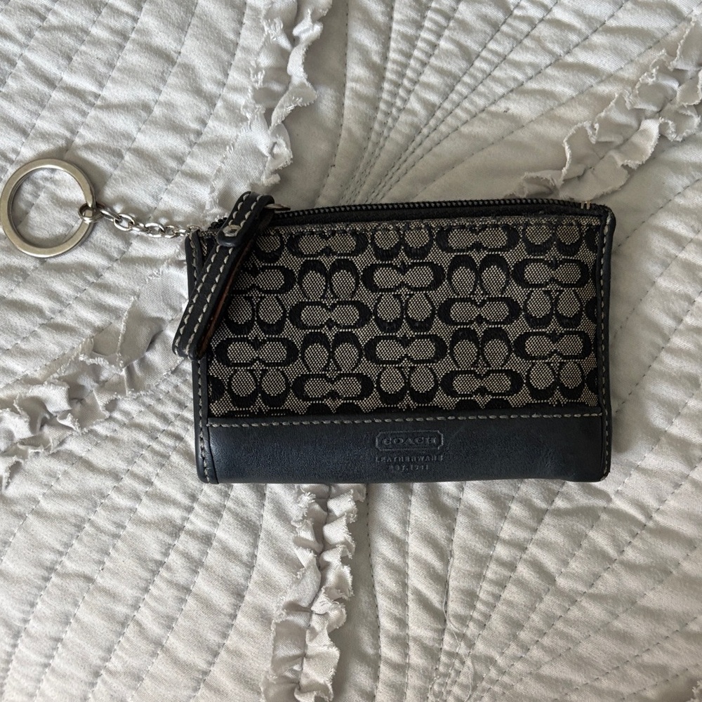 Coach Signature Black and Gray Wristlet